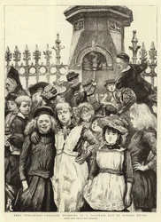 Free Education, Children drinking at a Fountain out of School Hours